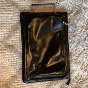 Black leather large clutch